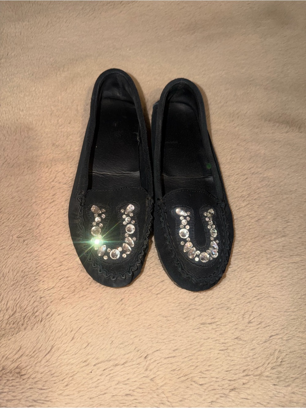 Roper Black Rhinestone Accent Women’s Moccasin Loafers